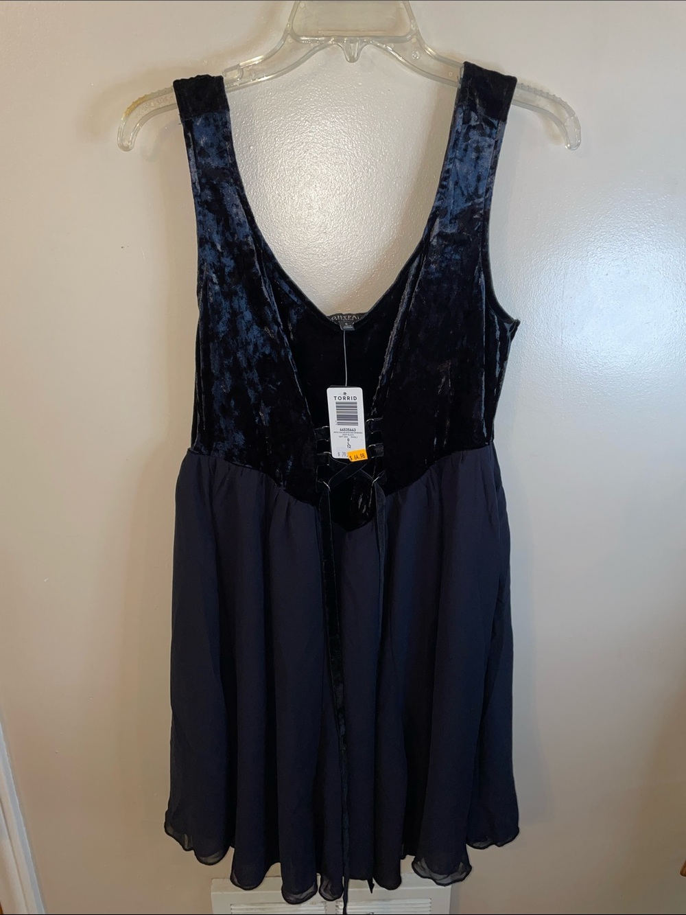 Nightfall Velvet and Chiffon Corset Bow Mini Dress - Picture 5 of 9